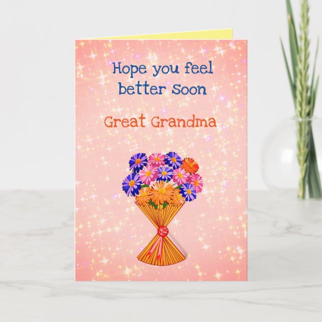 Pretty Get Well Great Grandma Greeting Card (Front)