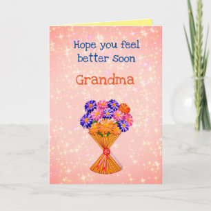 Pretty Get Well Soon Grandma design Greeting Card