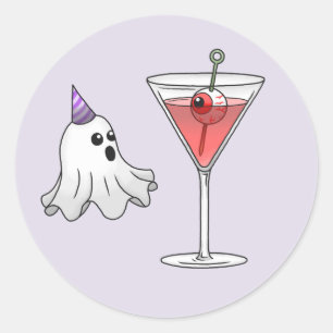 Pretty Ghost & Creepy Cocktail Classic Round Sticker