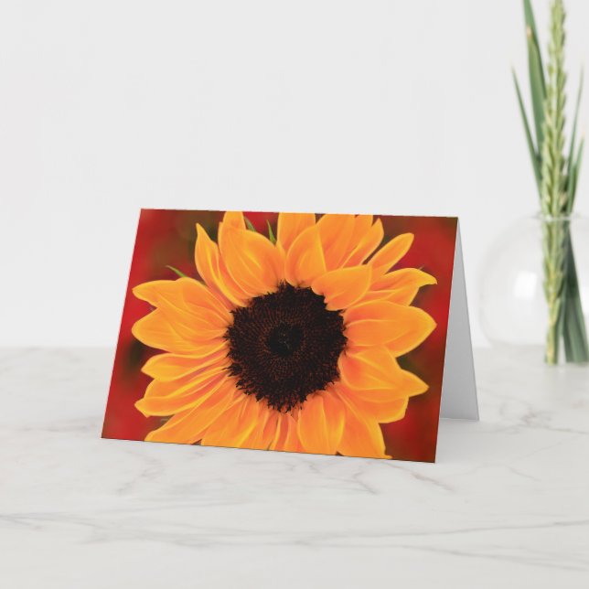 Pretty Giant Sunflower Birthday Card (Front)