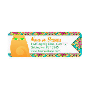 Pretty Ginger Kitty on Floral - Custom Labels