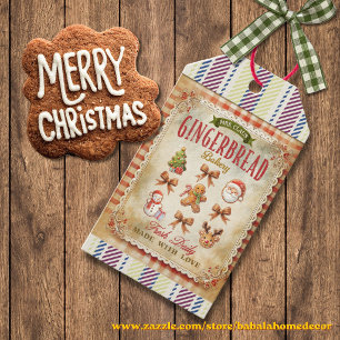Pretty gingerbread illustrations Scottish pattern Gift Tags