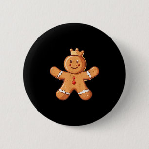Pretty Gingerbread Man With Crown Costume 6 Cm Round Badge