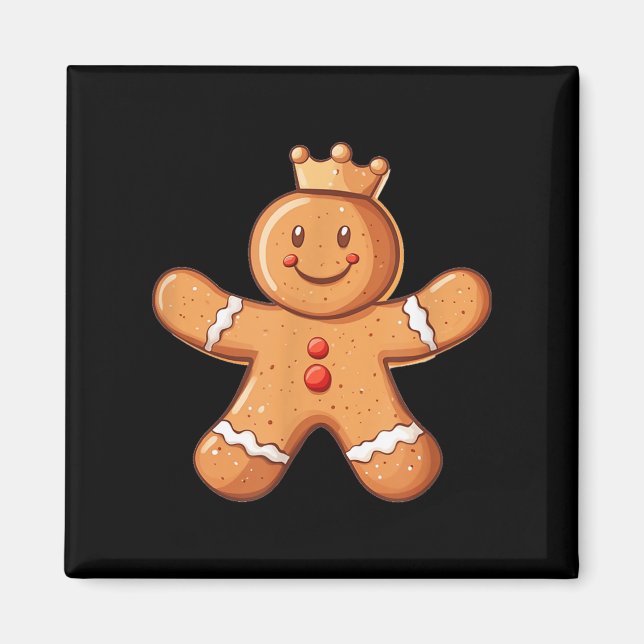 Pretty Gingerbread Man With Crown Costume  Magnet (Front)