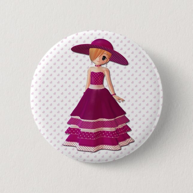 Pretty Girl 6 Cm Round Badge (Front)