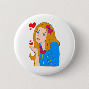 Pretty girl 6 cm round badge