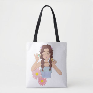Pretty Girl Aesthetic   Cute Makeup Illustration Tote Bag