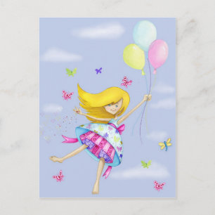 Pretty Girl Balloon Fairy Flight of Fancy Gifts Postcard