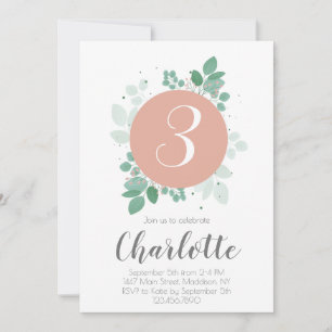 Pretty Girl Birthday Floral laurel Invitation