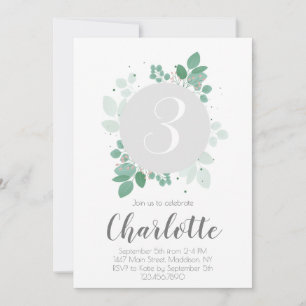 Pretty Girl Birthday Floral laurel Invitation