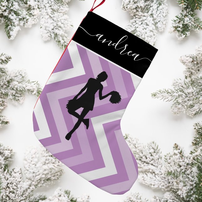 Pretty Girl Cheerleader Silhouette Girly Pink Name Small Christmas Stocking (Creator Uploaded)