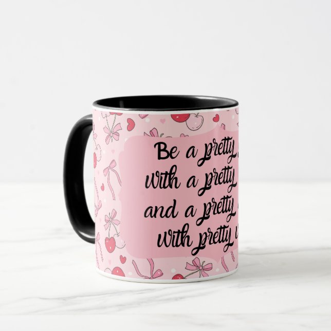 Pretty Girl Cherry Pink Coquette Girly Mug (Front Left)