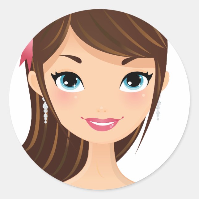 Pretty Girl Classic Round Sticker (Front)
