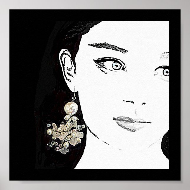 Pretty girl face fashion illustration fine art poster (Front)