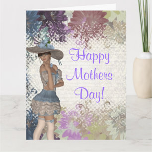 Pretty girl floral mothers day card