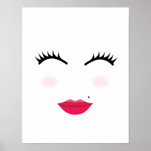 Pretty girl lashes and lips poster print