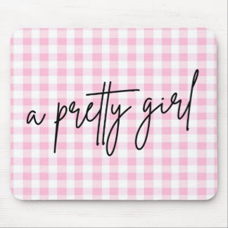 Pretty Girl Pink & White Mouse Pad