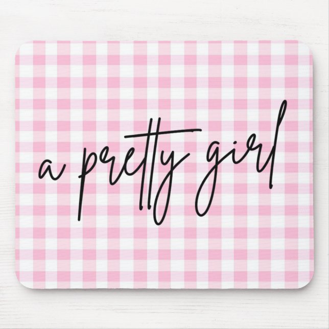 Pretty Girl Pink & White Mouse Pad (Front)