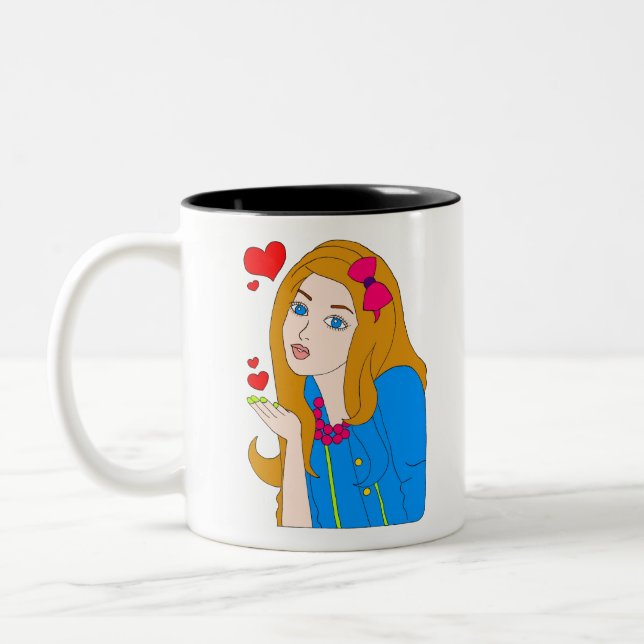 Pretty girl Two-Tone coffee mug (Left)