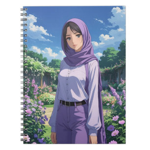 Pretty Girl Wearing Purple Scarf Notebook