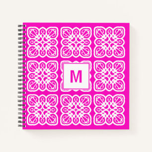 Pretty Girlie Hot Pink Lace Monogram Notebook