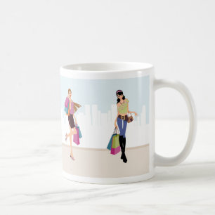 Pretty girls shopping in the city coffee mug