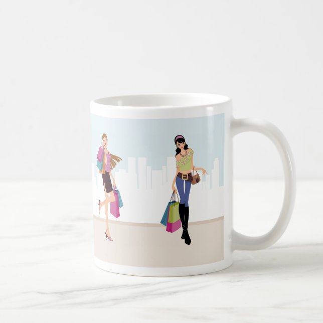 Pretty girls shopping in the city coffee mug (Right)
