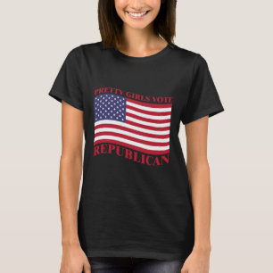 Pretty Girls Vote Republican Usa Flag Freedom Repu T-Shirt