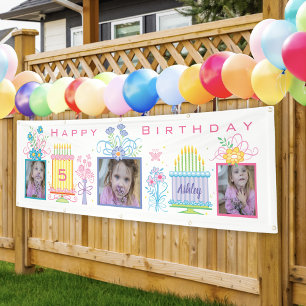 Pretty Girly 5th Birthday Banner