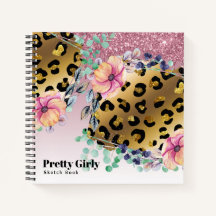 Pretty Girly Animal Print Gold Glitter Drawing Not