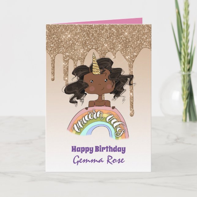 Pretty Girly Black Girl Birthday - Lots of Themes Card (Front)