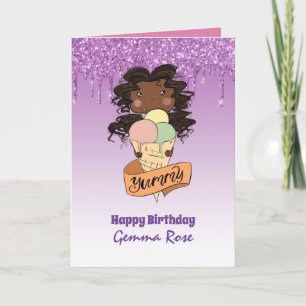 Pretty Girly Black Girl Birthday - Lots of Themes Card