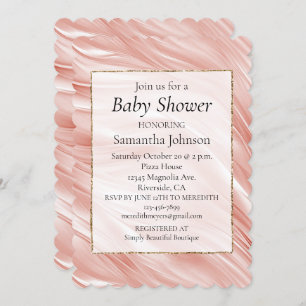 Pretty Girly Blush Pink Swirl Baby Shower Invitation