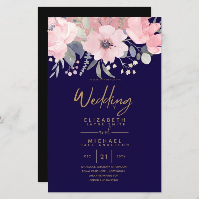 Pretty Girly Budget Rosegold Blush Pink Floral A9 (Front/Back)