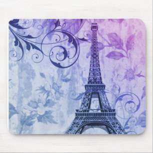 pretty girly chic purple french paris eiffel tower mouse pad