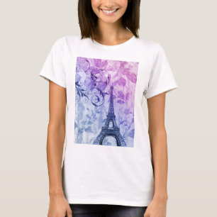 pretty girly chic purple french paris eiffel tower T-Shirt