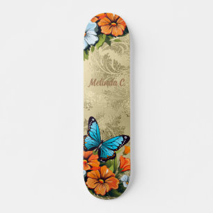 Pretty Girly Floral Butterfly Skate Deck