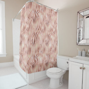 Pretty Girly Glam Pink Peach Rose Zebra Print     Shower Curtain