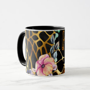 Pretty Girly Glitter Gold Animal Print Named Glam Mug