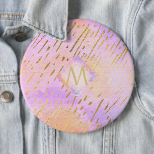 Pretty Girly Glitter Pink Gold Animal Print Glam 6 Cm Round Badge