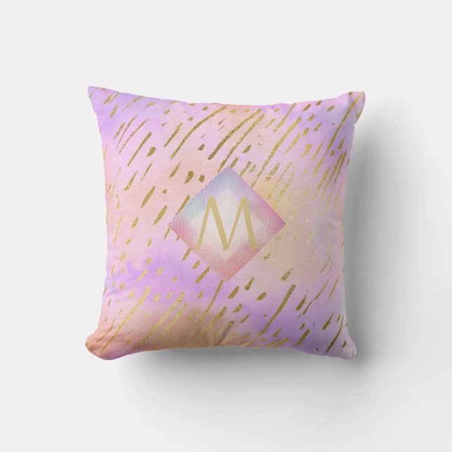 Pretty Girly Glitter Pink Gold Animal Print Glam Cushion (Front)
