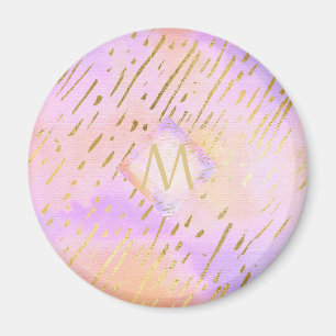 Pretty Girly Glitter Pink Gold Animal Print Glam Magnet