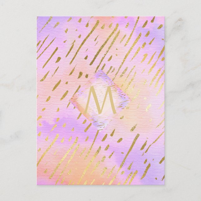 Pretty Girly Glitter Pink Gold Animal Print Glam Postcard (Front)