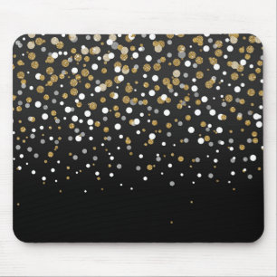 Pretty Girly Gold Glitter Dots Illustration Mouse Pad