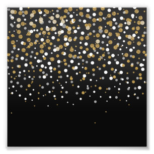 Pretty Girly Gold Glitter Dots Illustration Photo Print