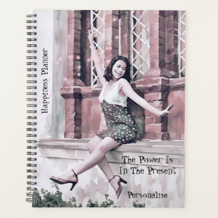 Pretty Girly Happiness Quote Pink Journal Planner