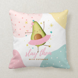 Pretty Girly Kawaii Avocado Ballerina Slay Them Cushion
