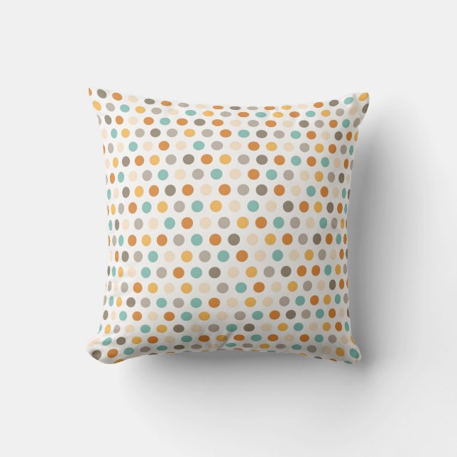 Pretty Girly Multi Colour Polka Dots Orange Blue Cushion (Front)