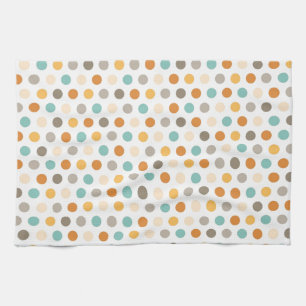 Pretty Girly Multi Colour Polka Dots Orange Blue Tea Towel