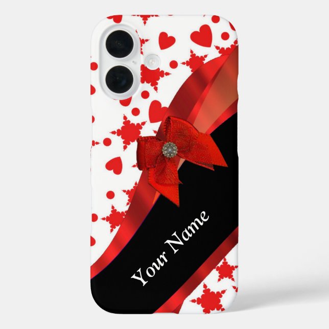 Pretty girly personalised red and white Case-Mate iPhone case (Back)